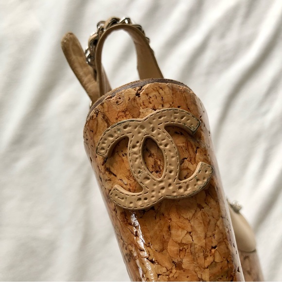 Chanel Chain Link CC Cork & Leather Wedges EU36 - Picture 12 of 16